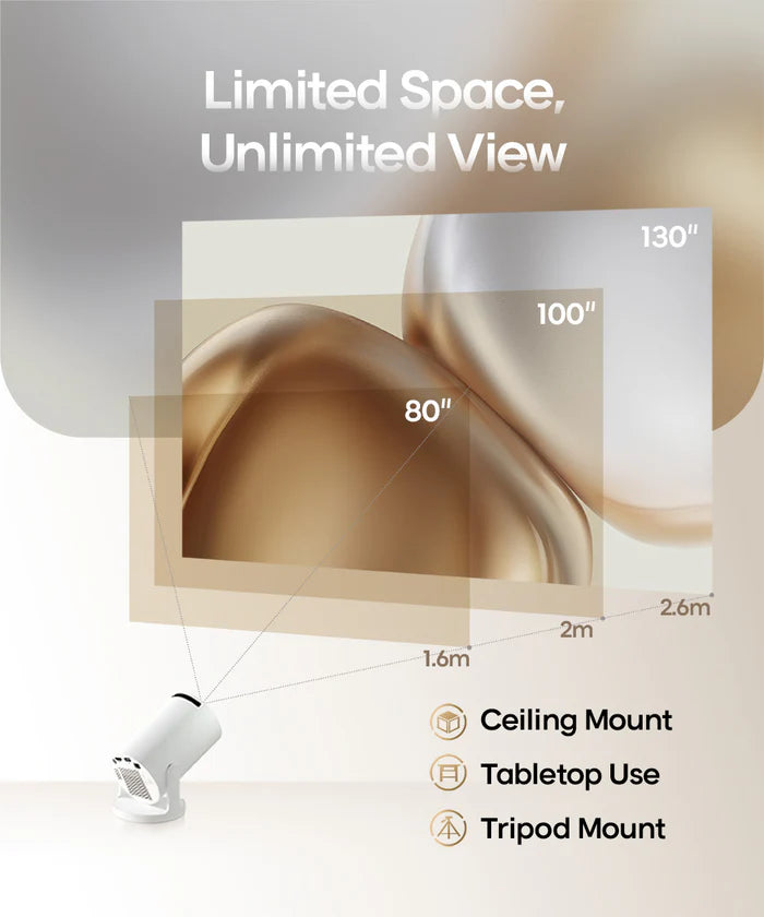 Product display with dimensions and mounting options on a gradient background